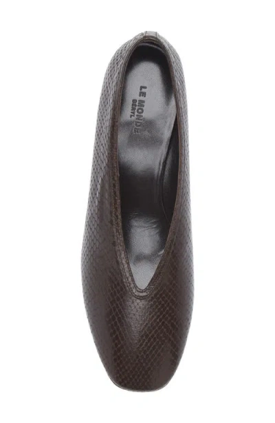 Le Monde Beryl Luna Snakeskin Embossed Pump In Brown