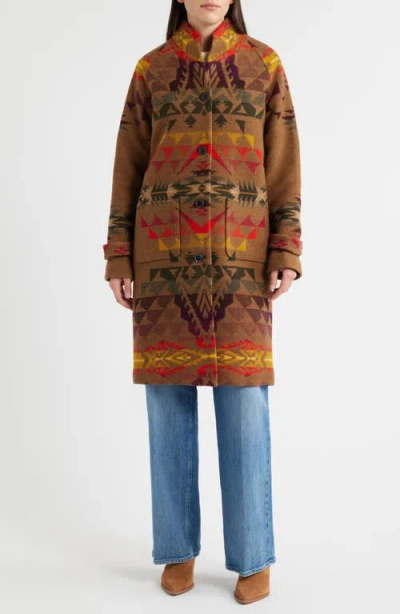 Pendleton Autumn Birch Archive Virgin Wool Blend Blanket Coat In Brown
