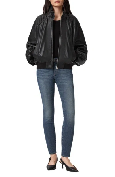 Allsaints Miller Size Me Mid Rise Skinny Jeans In Washed Indigo In Blue