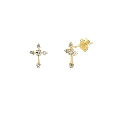 Spero London Women's 9ct Solid Gold Cross Earrings In Gold