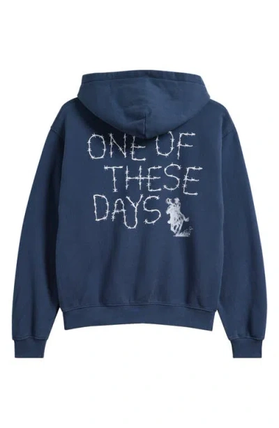 One Of These Days Barbed Graphic Zip Hoodie In Blue