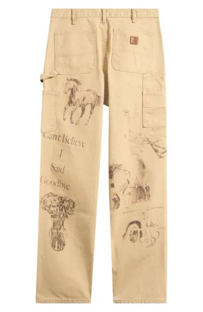 One Of These Days Cotton Graphic Painter Pants In Neutral