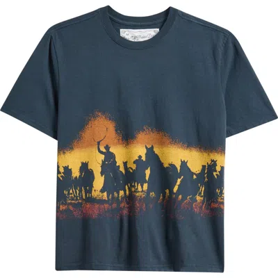 One Of These Days Velvet Morning Cotton Graphic T-shirt In Blue