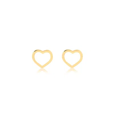 Solio Jewellery Women's Gold / Yellow Small Heart 8x8 Hollow 18k Solid Gold Stud In Gold