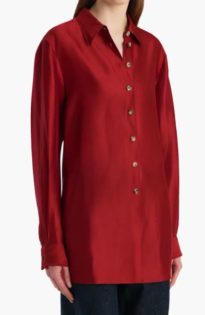Khaite Auryn Button-down Twill Top In Red