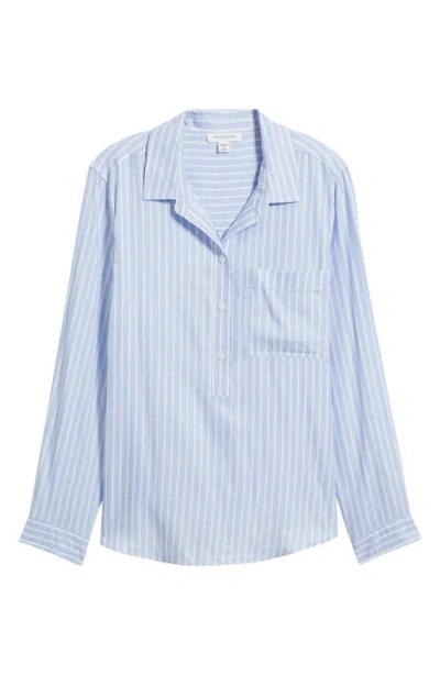 Beachlunchlounge Campbell Directional Stripe Long Sleeve Cotton Blend Button-up Shirt In Blue