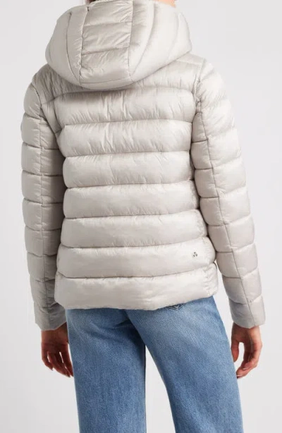 Save The Duck Gretel Faux Shearling Lining Hooded Puffer Jacket In White