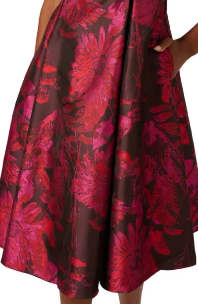 Adrianna Papell Chrysanthemum Jacquard Fit & Flare Cocktail Dress In Multi