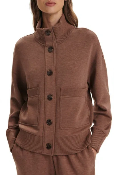 Varley Sabrina Button-fastening Sweatshirt In Brown