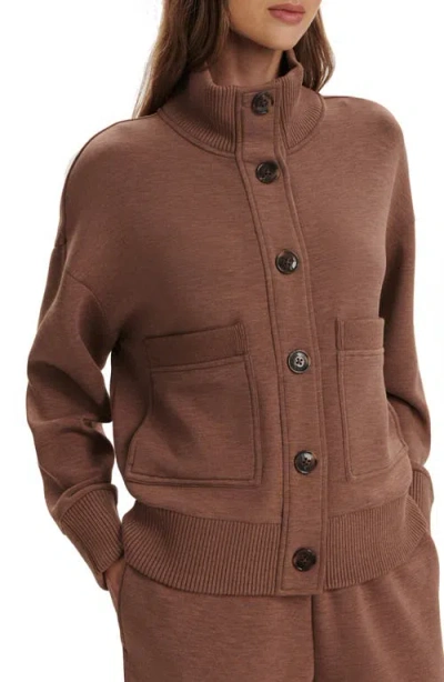 Varley Sabrina Button-fastening Sweatshirt In Brown