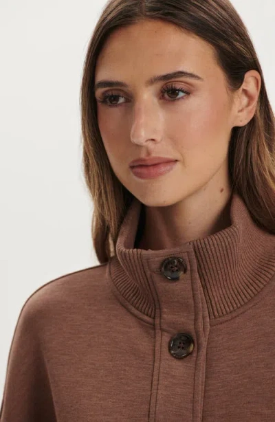 Varley Sabrina Button-fastening Sweatshirt In Brown