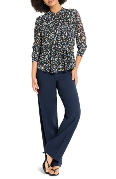 Nic + Zoe Nic+zoe Femme Cheetah Tucked Top In Blue