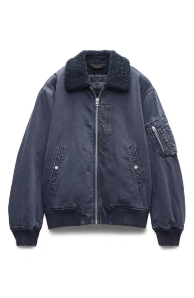 Rag & Bone B-15 Denim Bomber Jacket In Blue