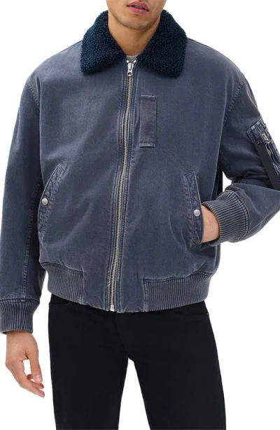 Rag & Bone B-15 Denim Bomber Jacket In Blue