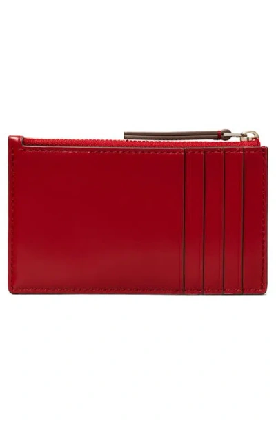 Tory Burch Kira Diamond Quilted Leather Zip Card Case In Red