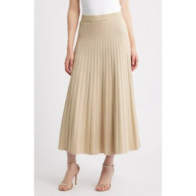 Misook Lurex Rib-knit A-line Maxi Skirt In Neutral