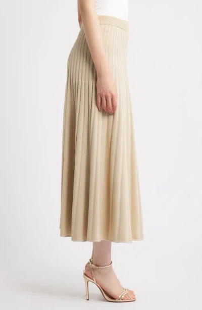 Misook Lurex Rib-knit A-line Maxi Skirt In Neutral