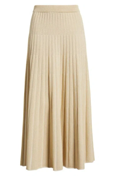 Misook Lurex Rib-knit A-line Maxi Skirt In Neutral
