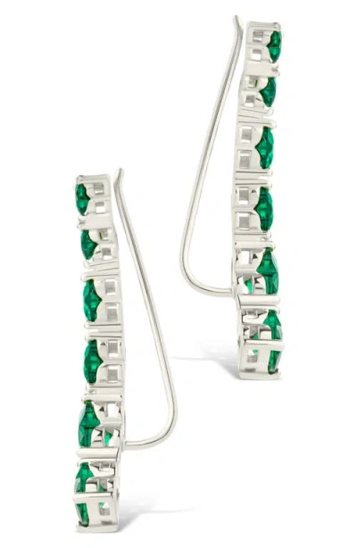 Sterling Forever Jillian Cubic Zirconia Heart Ear Climbers In Metallic