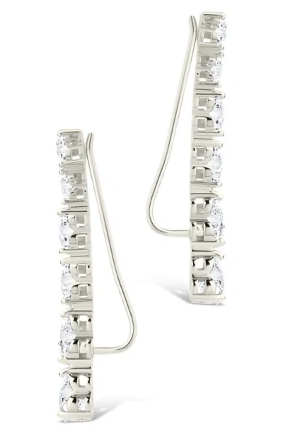 Sterling Forever Jillian Cubic Zirconia Heart Ear Climbers In Metallic