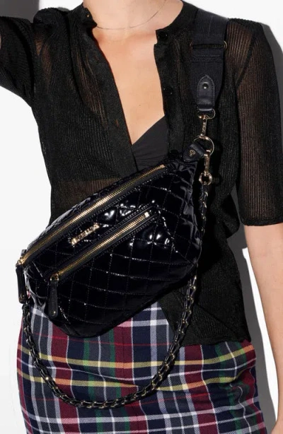 Mz Wallace Small Crosby Quilted Nylon Convertible Sling Bag In Black