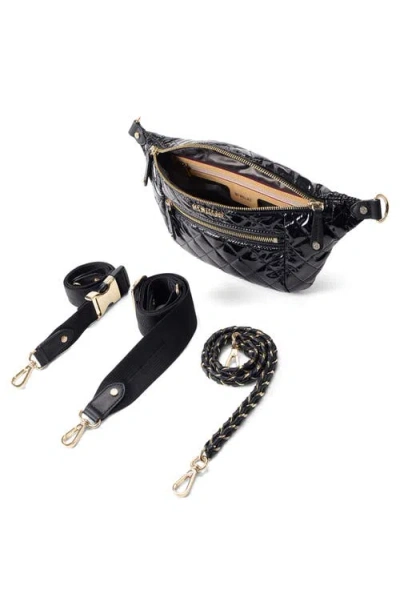 Mz Wallace Small Crosby Quilted Nylon Convertible Sling Bag In Black