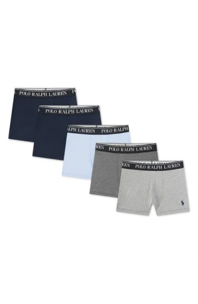 Ralph Lauren Kids' Assorted 5 Pack Cotton Blend Boxer Briefs In Blue