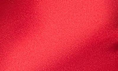 Betsy & Adam "antonia" Satin Cowl Halter Neck Rouched Floor Length Dress In Red