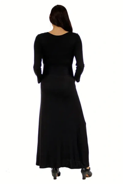 24seven Comfort Apparel Long Sleeve Maternity Maxi Dress In Black