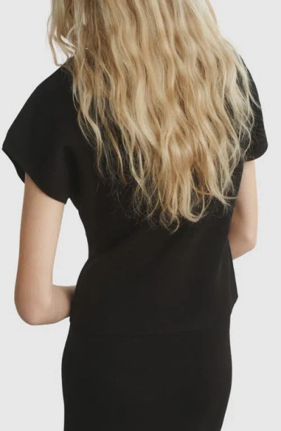 Mango Short Sleeve Sweater In Black