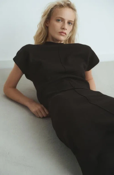 Mango Short Sleeve Sweater In Black