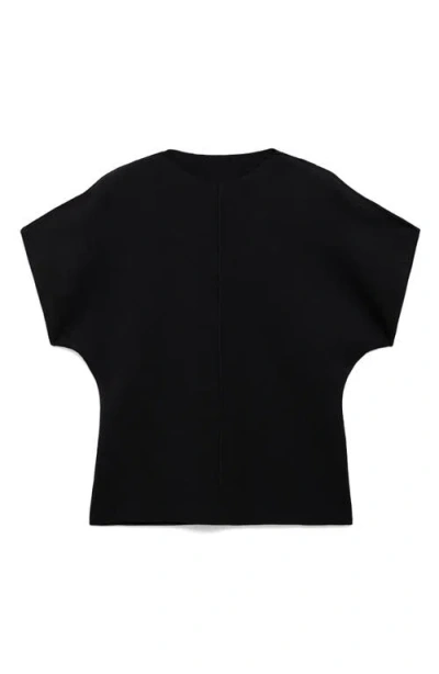 Mango Short Sleeve Sweater In Black