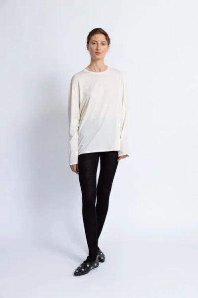 Alas Silk Wool Blend Long Sleeve T-shirt In White