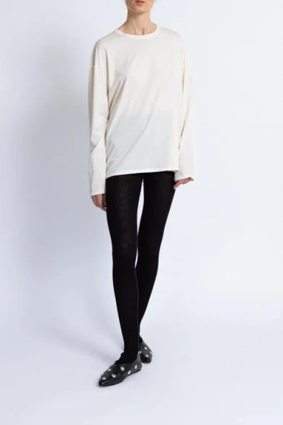 Alas Silk Wool Blend Long Sleeve T-shirt In White