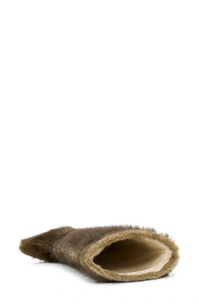 Azalea Wang Conrad Faux Fur Stiletto Boot In Brown