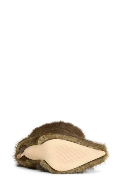 Azalea Wang Conrad Faux Fur Stiletto Boot In Brown