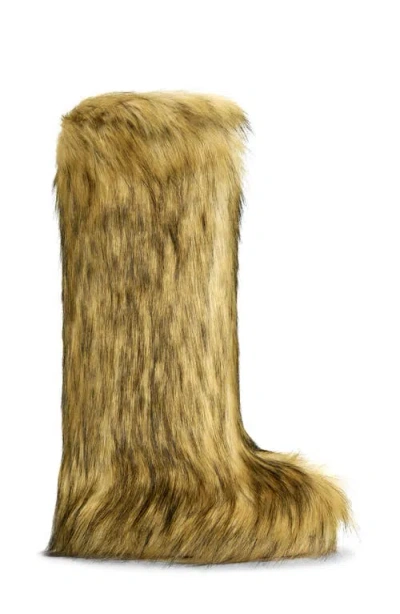 Azalea Wang Fayes Faux Fur Platform Boot In Green