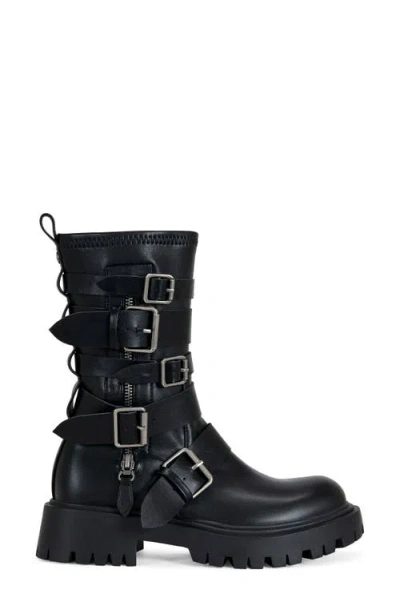 Azalea Wang Spridy Buckled Combat Boot In Black