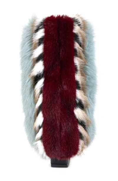 Azalea Wang Briash Mixed Faux Fur Bootie In Multi