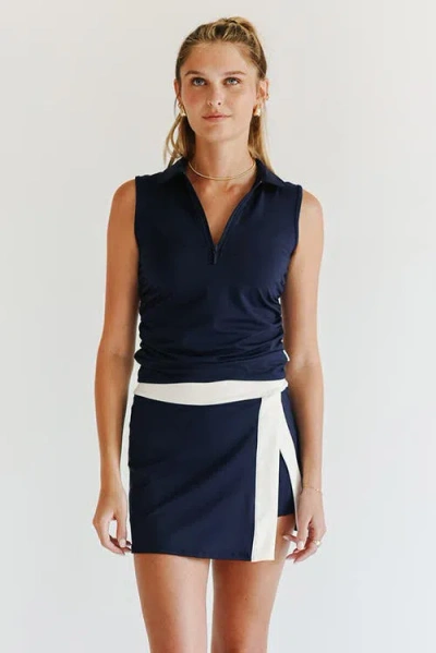 Beldrie Dash Collared Top In Blue