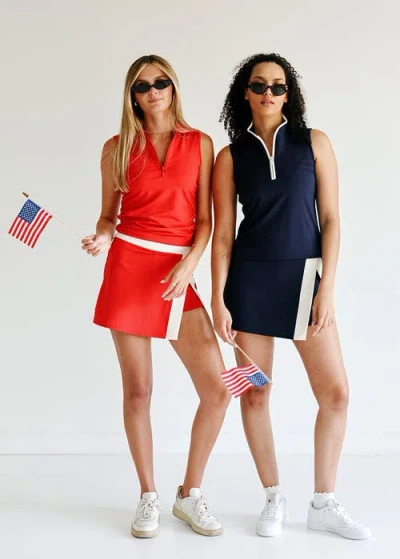 Beldrie Dash Collared Top In Red