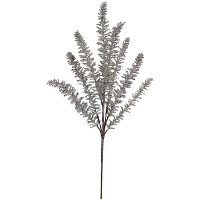 Storied Home Faux Pine Stem With Glitter, Champagne Ice Finish In Silver