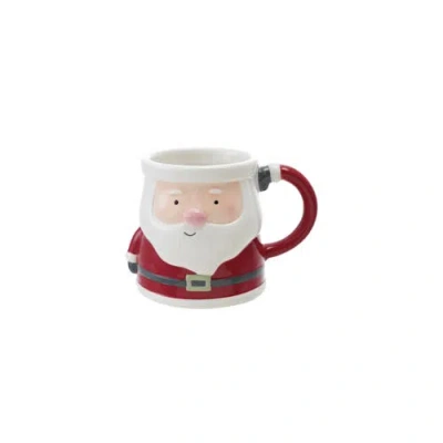 Storied Home 12-ounce Hand-painted Ceramic Santa Shaped Mug, Multicolor In Red