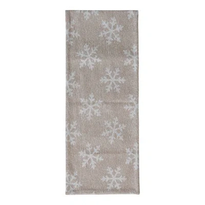 Storied Home Woven Fabric Jacquard Table Runner With Snowflake Pattern, Beige And Natural In Neutral
