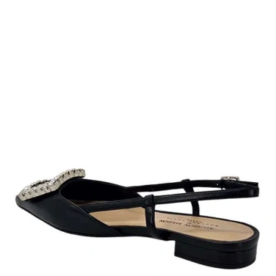 Madison Maison Leather Lavanda Sling Back Flat In Black