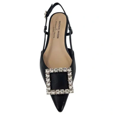 Madison Maison Leather Lavanda Sling Back Flat In Black
