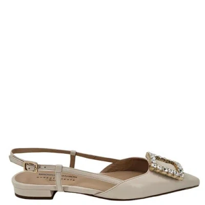 Madison Maison Leather Lavanda Sling Back Flat In Neutral