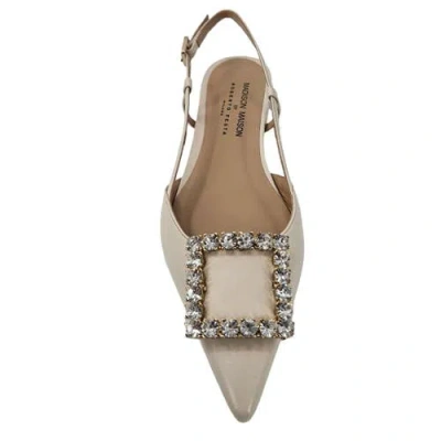 Madison Maison Leather Lavanda Sling Back Flat In Neutral