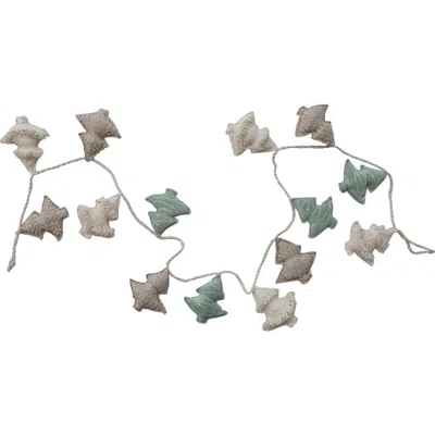 Storied Home Woven And Jute Tree Holiday Garland With Embroidery, Metallic Thread, Sequins And Cord, In White