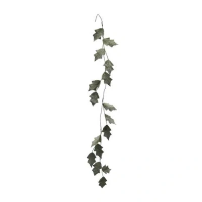 Storied Home Faux Leaf Garland With Glitter In Green